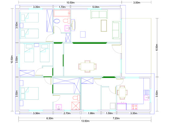 Modelo Mediterráneo 120,75m²