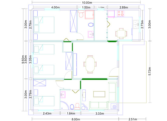 Modelo Mediterráneo 82m²