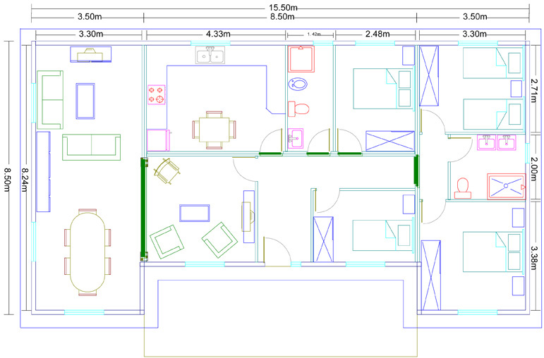 Modelo Norteamérica 119m²